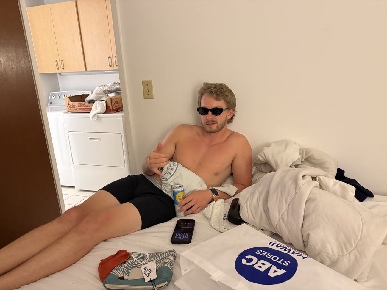 Hunter relaxing after a long day